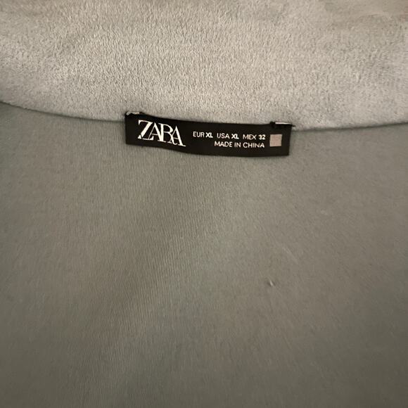 Zara Faux Suede Long Coat Dusty Blue Size XL - Picture 7 of 9